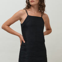 Carmen Linen Mini Dress | Black