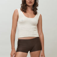 Lucia Shirred Tank | Cream