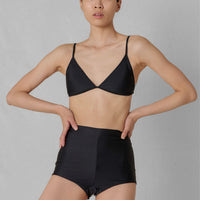 High waisted womens boyleg surf shorts in black