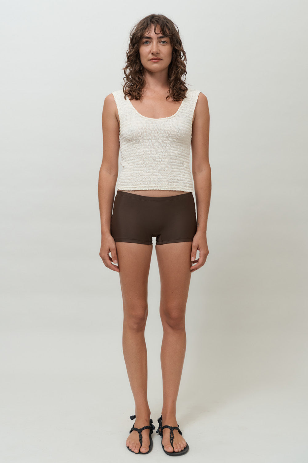 Lucia Shirred Tank | Cream